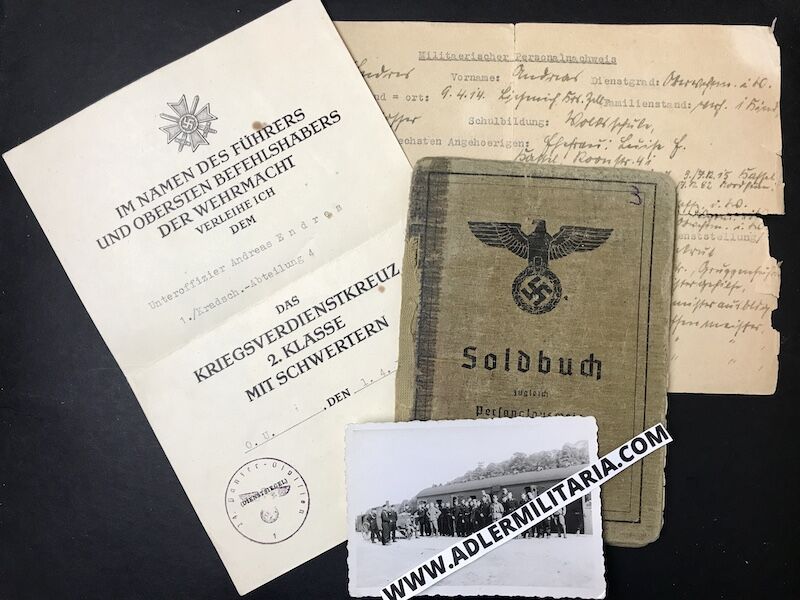 Soldbuch - Oberwaffenmeister Endres - Escaped Stalingrad - Pz.A.A.24 (24PD) - KVK1 - Von Edelsheim Signature! (Sold)