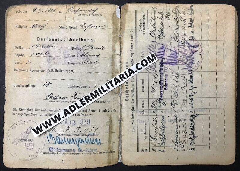 Soldbuch - Oberwaffenmeister Endres - Escaped Stalingrad - Pz.A.A.24 (24PD) - KVK1 - Von Edelsheim Signature! (Sold) - Image 6