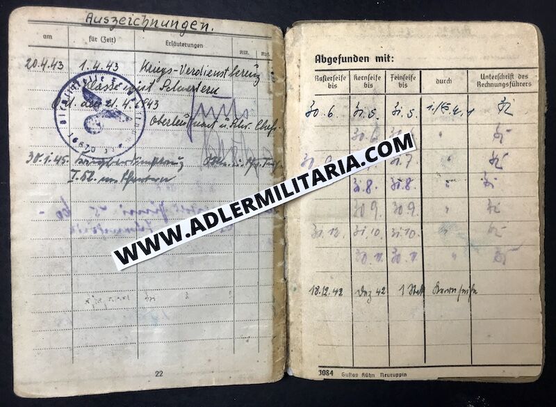 Soldbuch - Oberwaffenmeister Endres - Escaped Stalingrad - Pz.A.A.24 (24PD) - KVK1 - Von Edelsheim Signature! (Sold) - Image 19
