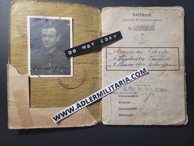 Heer Soldbuch - Uffz Fischer - Grenadier Regiment 388 (6.Geb Div) - Finland / Lappland / Norway - Lappland Schild - EK2 - ISA (Sold) - Image 2
