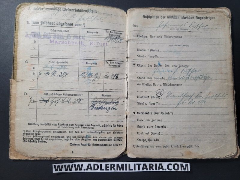 Heer Soldbuch - Uffz Fischer - Grenadier Regiment 388 (6.Geb Div) - Finland / Lappland / Norway - Lappland Schild - EK2 - ISA (Sold) - Image 4