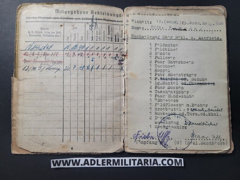 Heer Soldbuch - Uffz Fischer - Grenadier Regiment 388 (6.Geb Div) - Finland / Lappland / Norway - Lappland Schild - EK2 - ISA (Sold) - Image 12