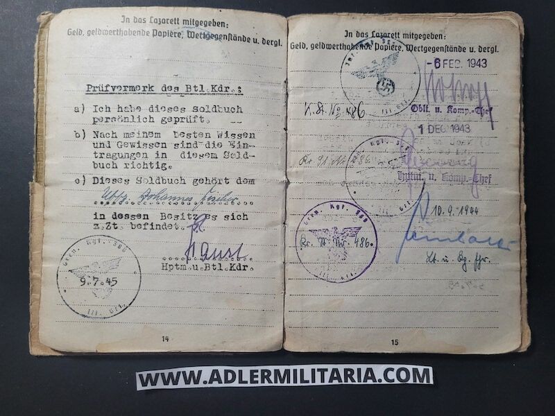 Heer Soldbuch - Uffz Fischer - Grenadier Regiment 388 (6.Geb Div) - Finland / Lappland / Norway - Lappland Schild - EK2 - ISA (Sold) - Image 5