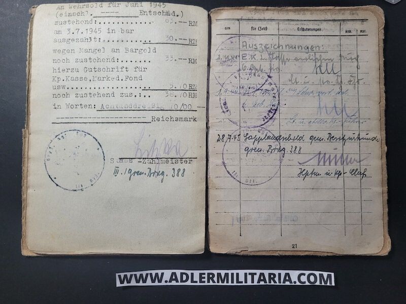 Heer Soldbuch - Uffz Fischer - Grenadier Regiment 388 (6.Geb Div) - Finland / Lappland / Norway - Lappland Schild - EK2 - ISA (Sold) - Image 6