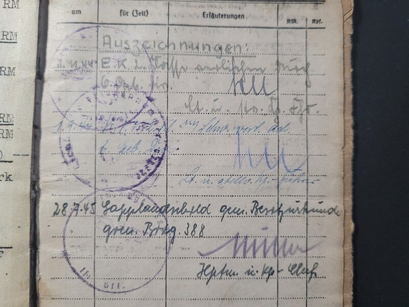 Heer Soldbuch - Uffz Fischer - Grenadier Regiment 388 (6.Geb Div) - Finland / Lappland / Norway - Lappland Schild - EK2 - ISA (Sold) - Image 7