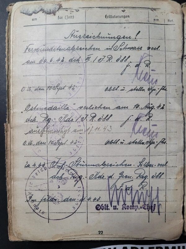 Heer Soldbuch - Uffz Fischer - Grenadier Regiment 388 (6.Geb Div) - Finland / Lappland / Norway - Lappland Schild - EK2 - ISA (Sold) - Image 15