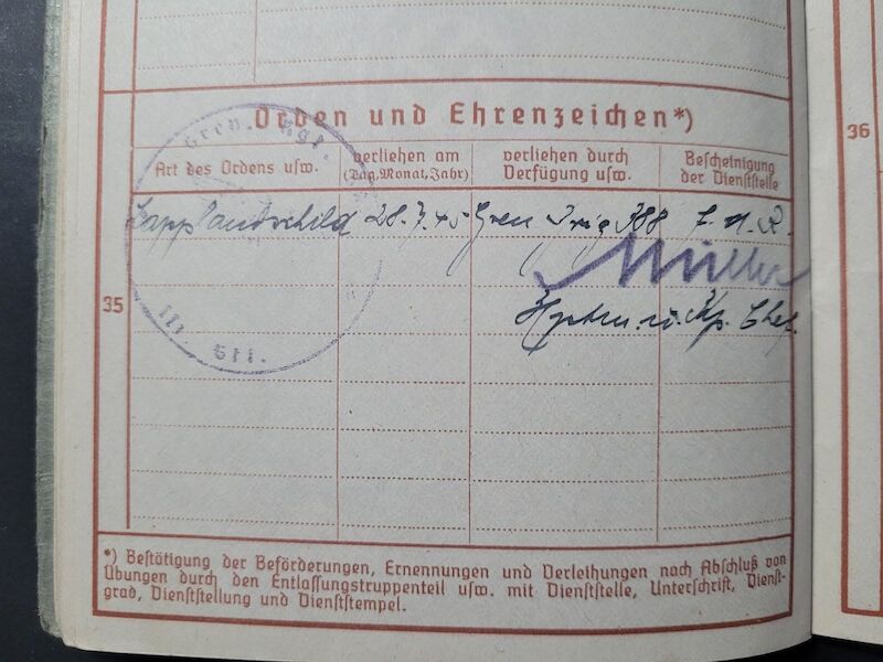 Heer Soldbuch - Uffz Fischer - Grenadier Regiment 388 (6.Geb Div) - Finland / Lappland / Norway - Lappland Schild - EK2 - ISA (Sold) - Image 25