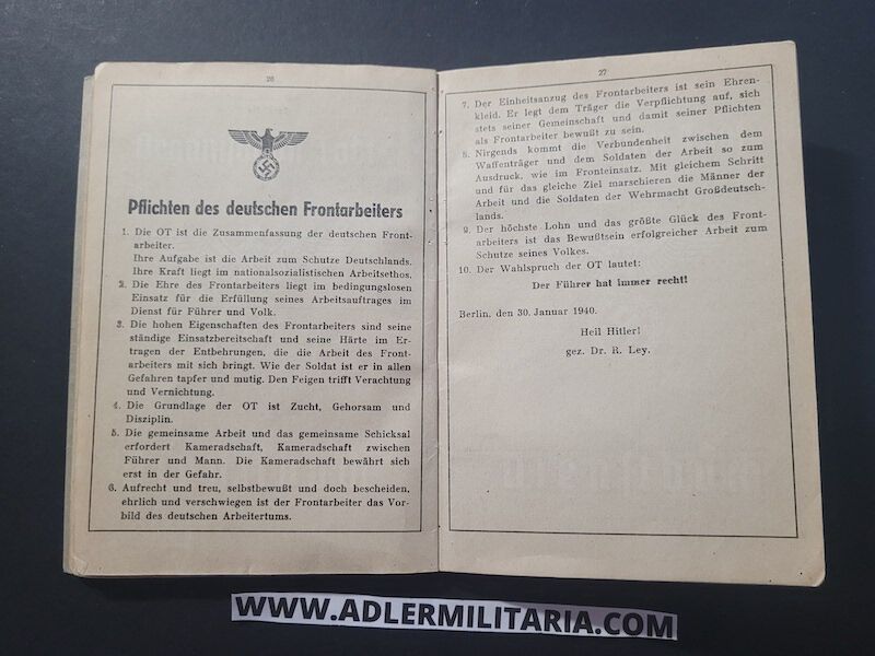 Organisation Todt Dienstbuch - OT-Bauführer Sedericht - Straflarger Eichkamp Berlin - OT Einsatz Baltöl - KVK2 (Sold) - Image 10