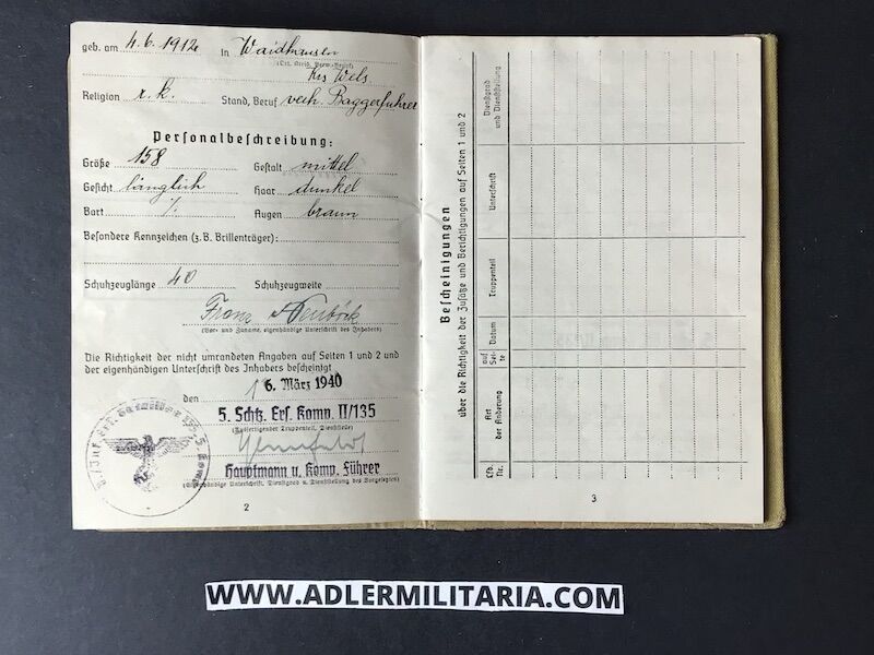 Heer Soldbuch - Schützen Neuböck - Artillerie Regiment 171 (71 ID) - Missing in City Stalingrad (on Hold) - Image 5