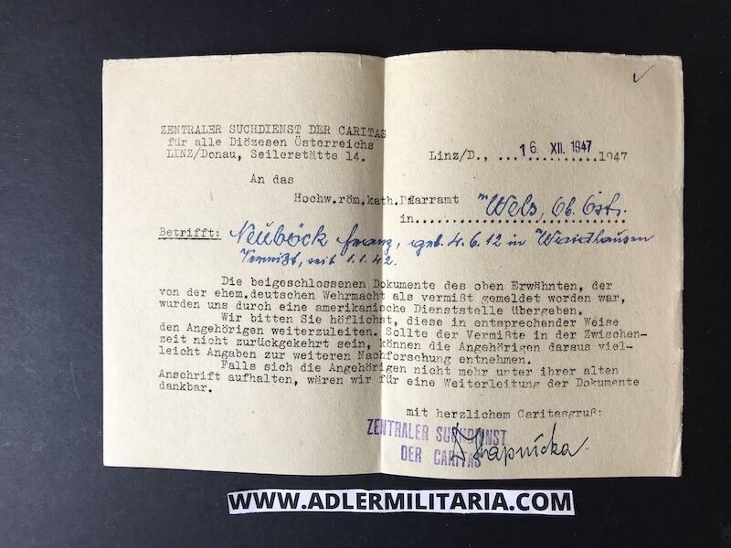 Heer Soldbuch - Schützen Neuböck - Artillerie Regiment 171 (71 ID) - Missing in City Stalingrad (on Hold) - Image 10