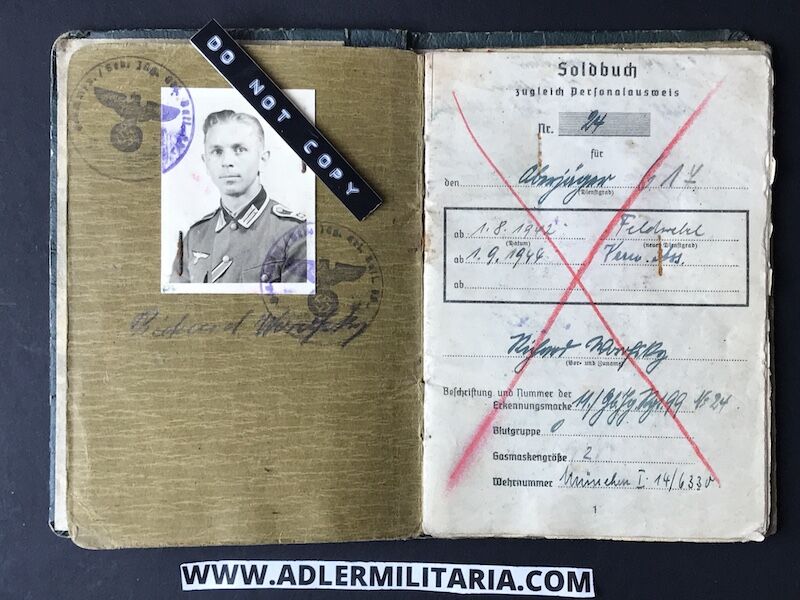 Heer Soldbuch - Feldwebel Worofsky - Gebirgs-Jäger-Regiment 99 (1. Gebirgs-Division) - Shot in Poland 1939 - Iron Cross (Hold)