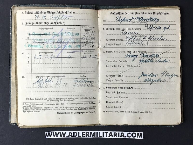 Heer Soldbuch - Feldwebel Worofsky - Gebirgs-Jäger-Regiment 99 (1. Gebirgs-Division) - Shot in Poland 1939 - Iron Cross (Hold) - Image 6