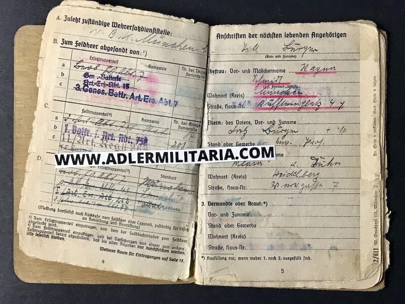 Heer Soldbuch - Uffz Burger - Grenadier Regiment 728 (728 VGD) Normandy 1944 - MP40 (Sold) - Image 5