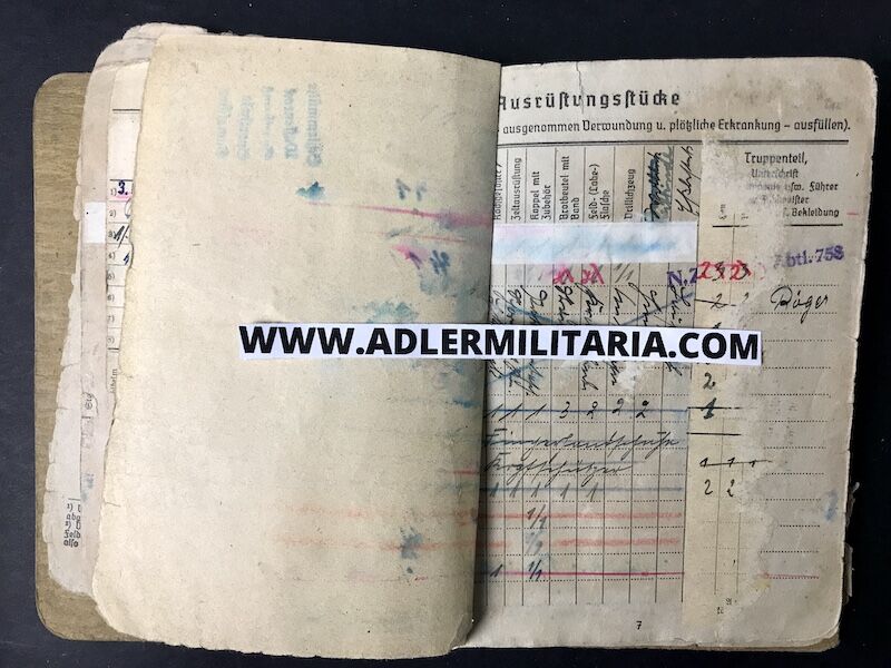 Heer Soldbuch - Uffz Burger - Grenadier Regiment 728 (728 VGD) Normandy 1944 - MP40 (Sold) - Image 8