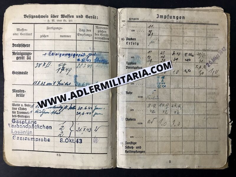 Heer Soldbuch - Uffz Burger - Grenadier Regiment 728 (728 VGD) Normandy 1944 - MP40 (Sold) - Image 11