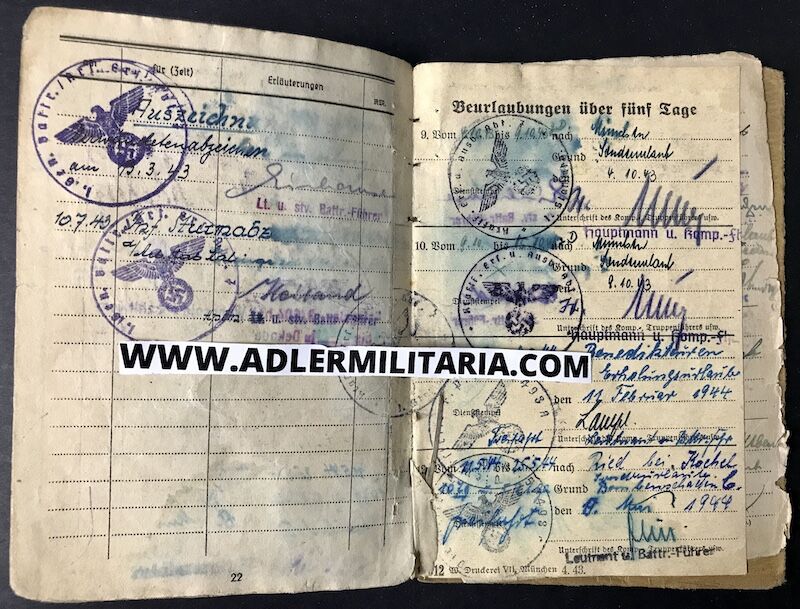 Heer Soldbuch - Uffz Burger - Grenadier Regiment 728 (728 VGD) Normandy 1944 - MP40 (Sold) - Image 18