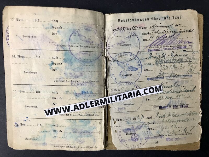 Heer Soldbuch - Uffz Burger - Grenadier Regiment 728 (728 VGD) Normandy 1944 - MP40 (Sold) - Image 19