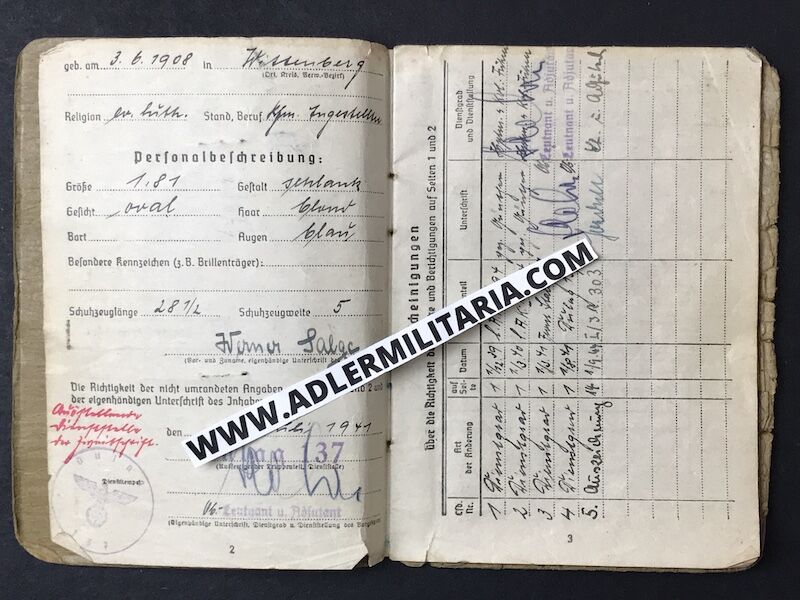 Heer Soldbuch Oberwachtmeister Salge - Turkestan Legion (Extremely Rare!) - Ostvölker Medal - Partisans Italy 1944! - Image 4