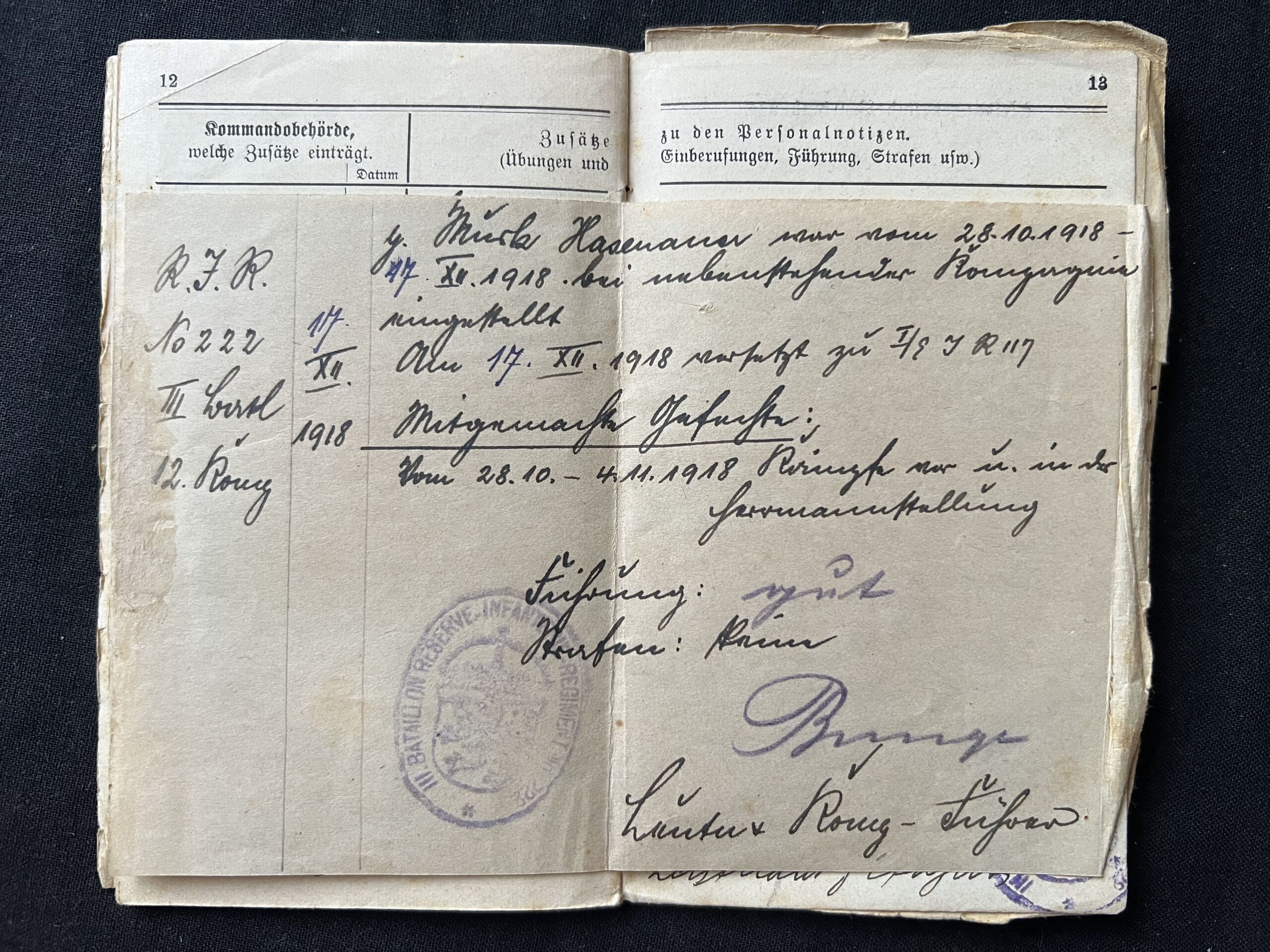 WW1 German Soldbuch and Militärpass - Iron Cross Cert - Musketier Ernst Hasenauer - Reserve Infanterie Regiment Nr 222 - Richtschütze MG08/15 (Sold) - Image 14