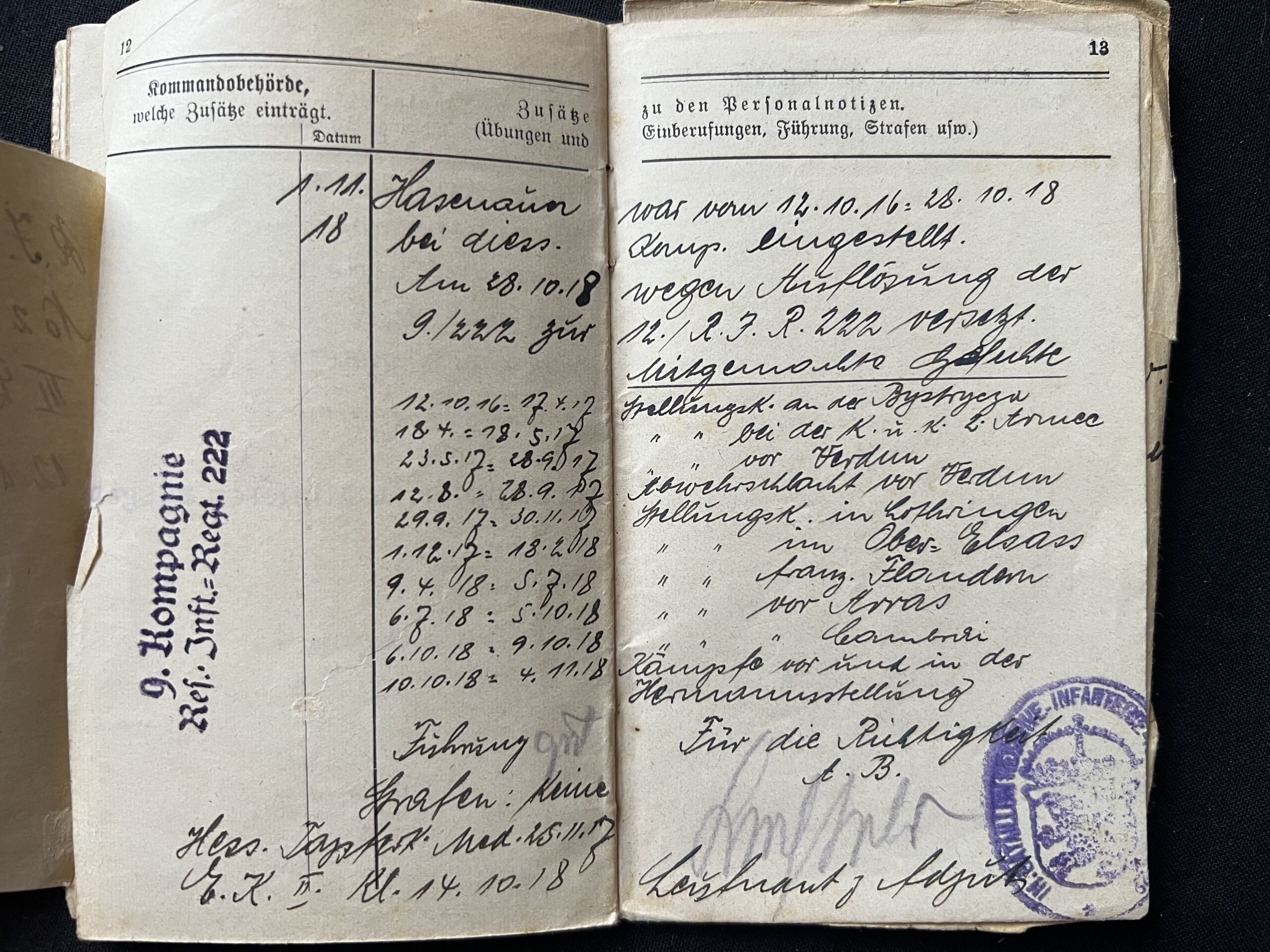 WW1 German Soldbuch and Militärpass - Iron Cross Cert - Musketier Ernst Hasenauer - Reserve Infanterie Regiment Nr 222 - Richtschütze MG08/15 (Sold) - Image 15