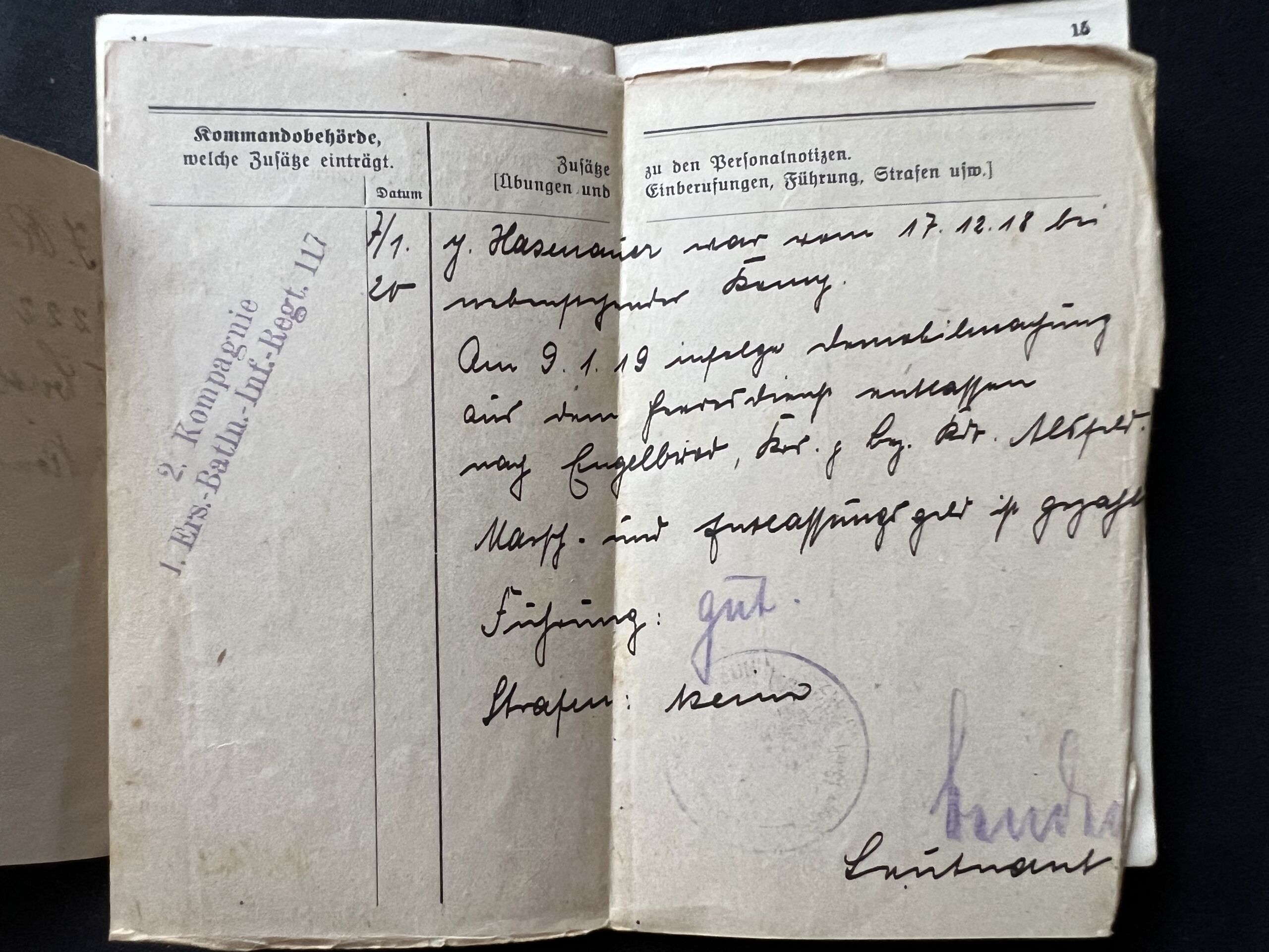 WW1 German Soldbuch and Militärpass - Iron Cross Cert - Musketier Ernst Hasenauer - Reserve Infanterie Regiment Nr 222 - Richtschütze MG08/15 (Sold) - Image 16