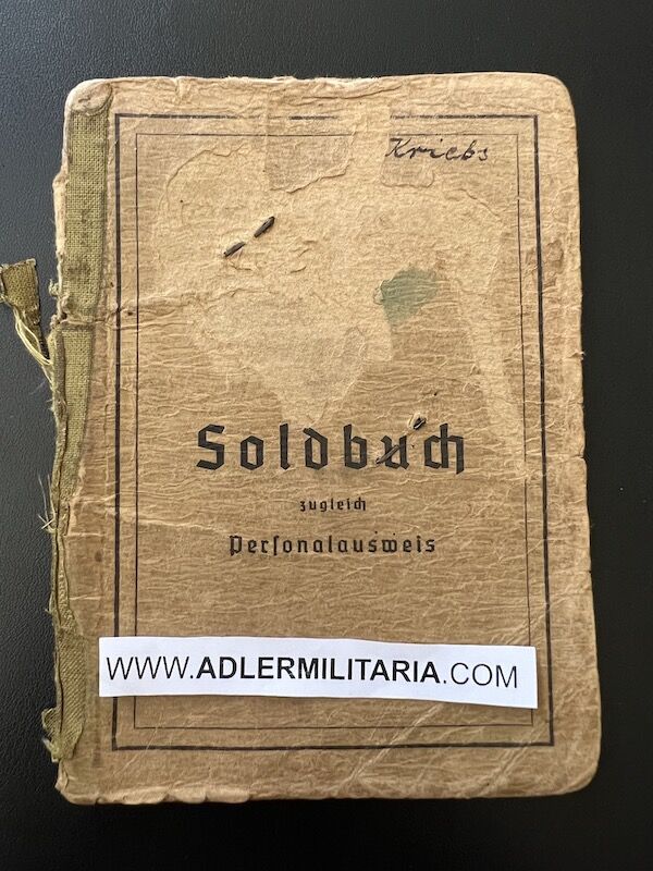 Wehrmacht Soldbuch - Stabgefreiter Johann Kriebs - Infanterie Regiment 125 (704 Inf Div) - KRETA - Roman Catholic Insert RARE - Image 2