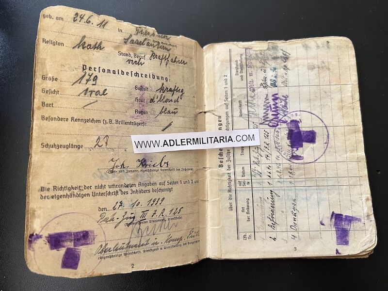 Wehrmacht Soldbuch - Stabgefreiter Johann Kriebs - Infanterie Regiment 125 (704 Inf Div) - KRETA - Roman Catholic Insert RARE - Image 5