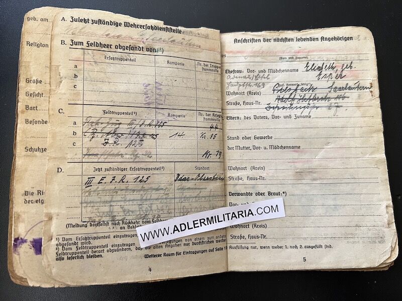 Wehrmacht Soldbuch - Stabgefreiter Johann Kriebs - Infanterie Regiment 125 (704 Inf Div) - KRETA - Roman Catholic Insert RARE - Image 6