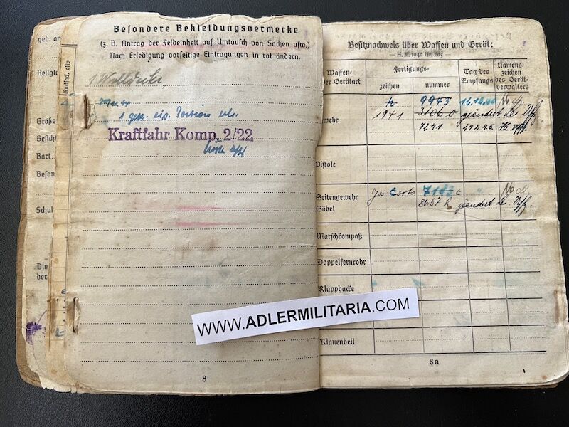 Wehrmacht Soldbuch - Stabgefreiter Johann Kriebs - Infanterie Regiment 125 (704 Inf Div) - KRETA - Roman Catholic Insert RARE - Image 9