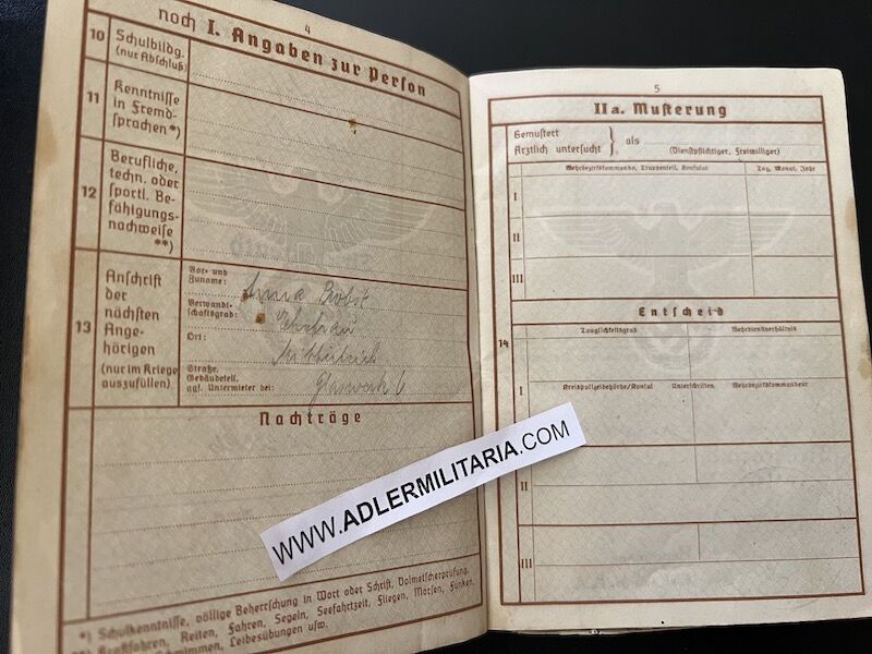 Heer Wehrpass - Feldwebel Wenzel Probst - Streifendienst - Kettenhund - Feldgendarmerie - Large Battle Calendar (Sold) - Image 5