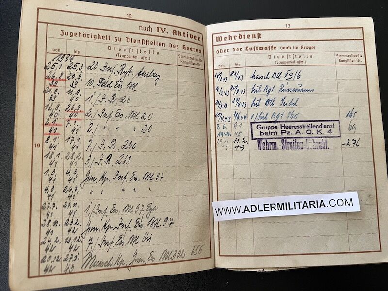 Heer Wehrpass - Feldwebel Wenzel Probst - Streifendienst - Kettenhund - Feldgendarmerie - Large Battle Calendar (Sold) - Image 8