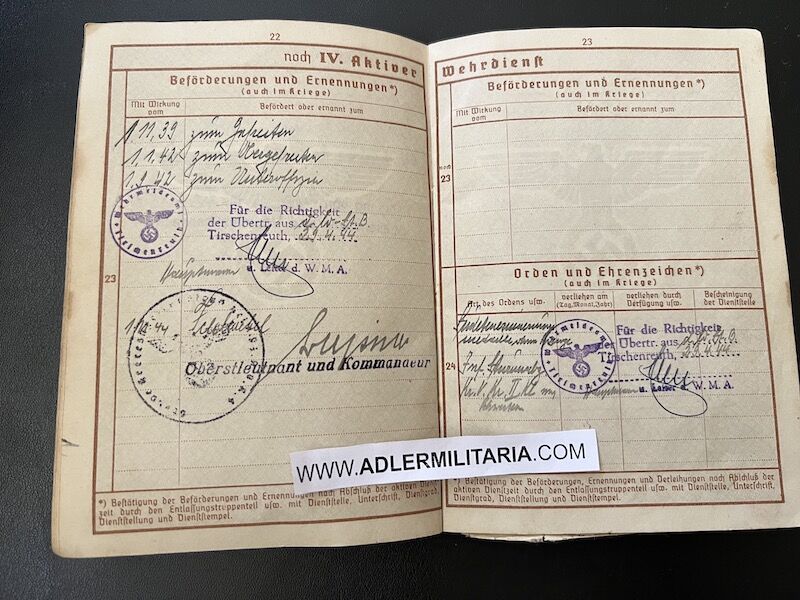 Heer Wehrpass - Feldwebel Wenzel Probst - Streifendienst - Kettenhund - Feldgendarmerie - Large Battle Calendar (Sold) - Image 10