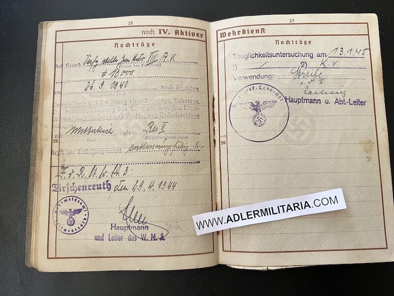 Heer Wehrpass - Feldwebel Wenzel Probst - Streifendienst - Kettenhund - Feldgendarmerie - Large Battle Calendar (Sold) - Image 12