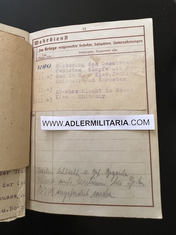 Heer Wehrpass - Feldwebel Wenzel Probst - Streifendienst - Kettenhund - Feldgendarmerie - Large Battle Calendar (Sold) - Image 15