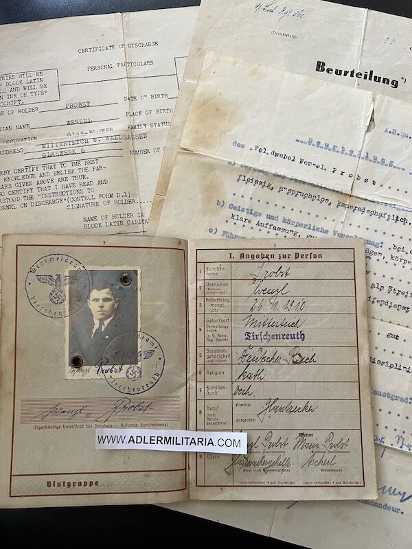 Heer Wehrpass - Feldwebel Wenzel Probst - Streifendienst - Kettenhund - Feldgendarmerie - Large Battle Calendar (Sold)