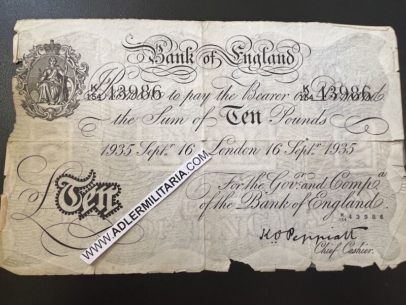 WWII German Fake British 10 Pound Note - Operation Bernhard - Sicherheitsdienst (SD) - Heydrich
