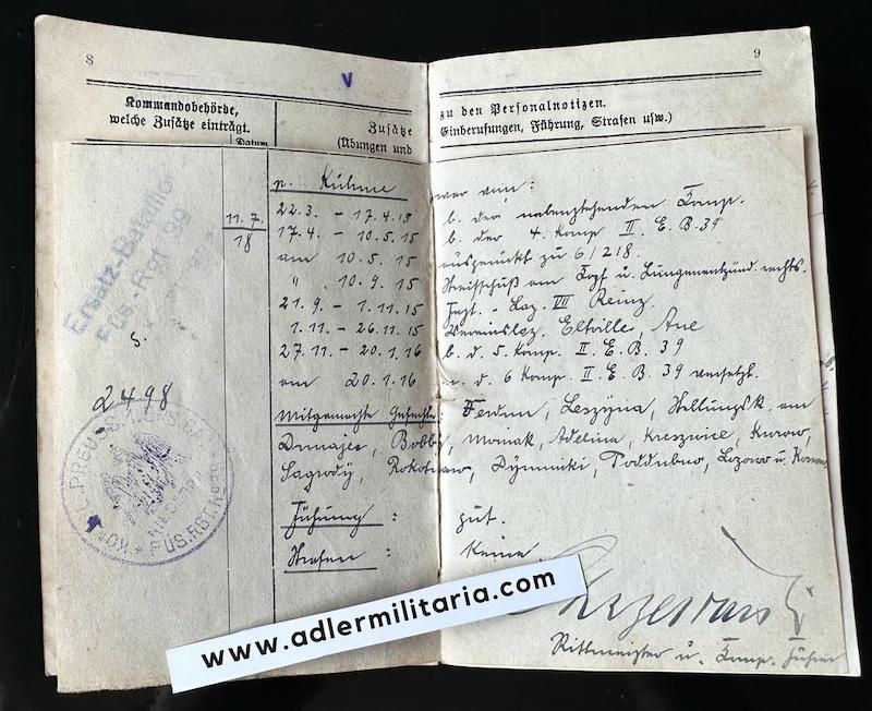 WW1 German Miliärpass - Gefreiter Wilhelm Kühne - Infanterie-Regiment Prinz Friedrich der Niederlande (2. Westfälisches) Nr. 15 - Iron Cross - Wounds Badge - Verdun - Image 6