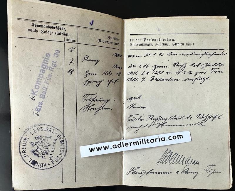 WW1 German Miliärpass - Gefreiter Wilhelm Kühne - Infanterie-Regiment Prinz Friedrich der Niederlande (2. Westfälisches) Nr. 15 - Iron Cross - Wounds Badge - Verdun - Image 10