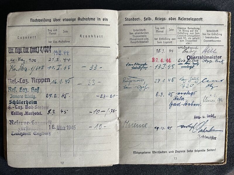 WWII German Waffen SS Soldbuch - SS-Pz-Gren Otto Hamm - LSSAH - Ardennes 1944/45 (Reserved) - Image 13