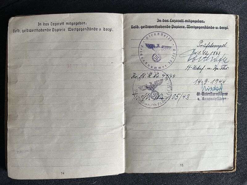WWII German Waffen SS Soldbuch - SS-Pz-Gren Otto Hamm - LSSAH - Ardennes 1944/45 (Reserved) - Image 14