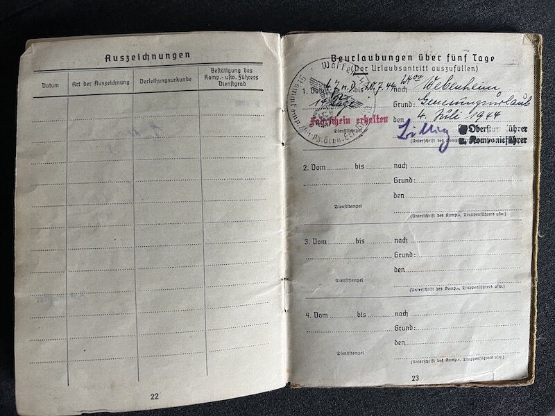 WWII German Waffen SS Soldbuch - SS-Pz-Gren Otto Hamm - LSSAH - Ardennes 1944/45 (Reserved) - Image 18