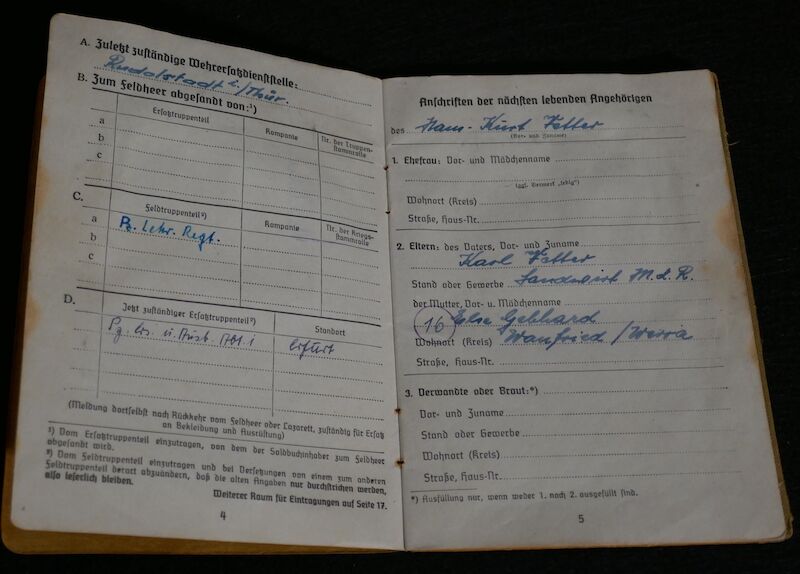 WWII German Panzer Soldbuch - Oberleutnant Hans Kurt Vetter (Swiss Born) - Panzer Regiment 2 & Panzer Lehr Regiment - Fought against US 101st Airborne Division at Bastogne - Ardennes & Holland - Ultra Rare (Sold) - Image 4