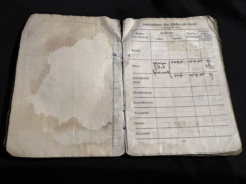 WWII German Soldbuch - Oberfeldwebel Rohrl - France 1944 - Died as a POW in France - Depot 183 - St.Medard-en-Jalles (Gironde) - 11th Panzer Division - Feldzeug Batl 23 - Buried in Berneuil - Iron Cross - Image 12