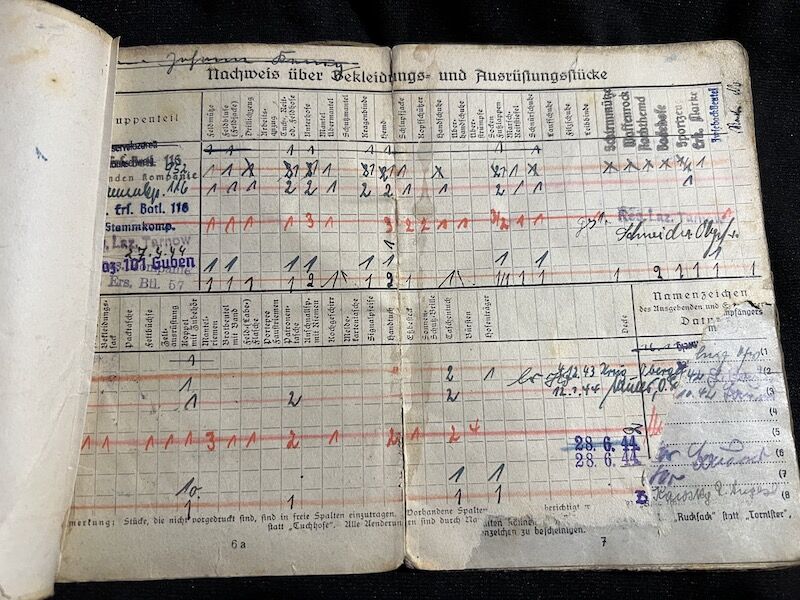 WWII German Soldbuch - Gefreiter Bauer - Grenadier Regiment 116 (9 Inf Div) - Machine Gun Team - 19 Volks Grenadier Division - West Wall 1945 - Fought against US Troops (Sold) - Image 11