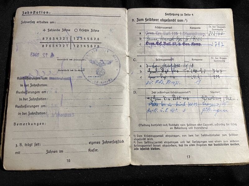 WWII German Soldbuch - Gefreiter Bauer - Grenadier Regiment 116 (9 Inf Div) - Machine Gun Team - 19 Volks Grenadier Division - West Wall 1945 - Fought against US Troops (Sold) - Image 18