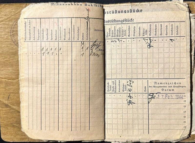 WWII German Army Soldbuch - Wehrmacht Leutnant Gersch - Artillerie Regiment 168 - 38 Infanterie Division - Sturmtage - Iron Cross First Class- - Image 11