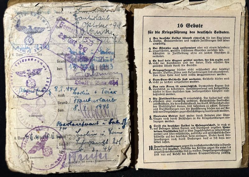 WWII German Army Soldbuch - Wehrmacht Leutnant Gersch - Artillerie Regiment 168 - 38 Infanterie Division - Sturmtage - Iron Cross First Class- - Image 21