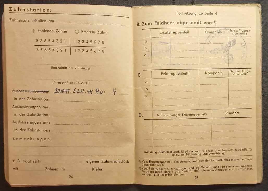 WWII German Waffen SS Soldbuch - Panzer Grenadier Willi Plotzitzka - Normandy & Ardennes - Divisions-Begleit-Kompanie - 12.SS-Panzerdivision “Hitlerjugend” - MP44 - KIA at 17 in Bastogne 1945 - Ultra Rare (Sold) - Image 8