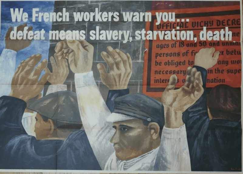 WWII US Made Poster - We French Workers Warn You - Poster Large 28 x 40 - Dated 1942