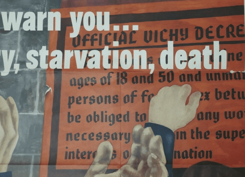 WWII US Made Poster - We French Workers Warn You - Poster Large 28 x 40 - Dated 1942 - Image 6